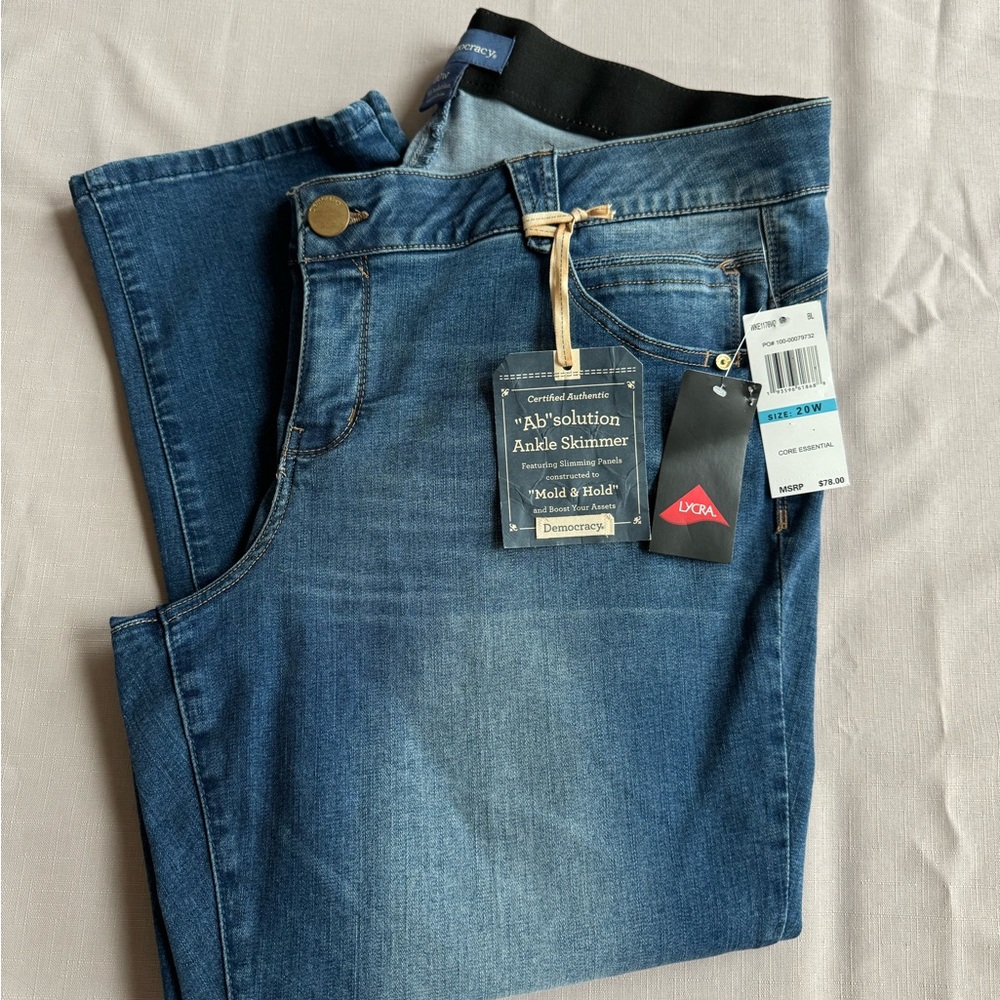 Democracy Women's "Ab"solution Ankle Skimmer  Jean Indigo Size 20W NWT